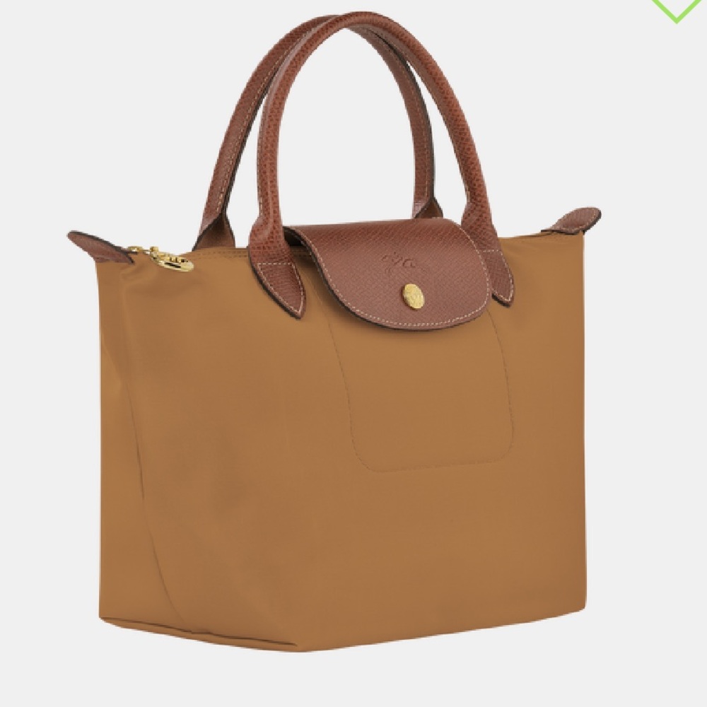 longchamp le pliage short handle- medium size- good condition- mustard color